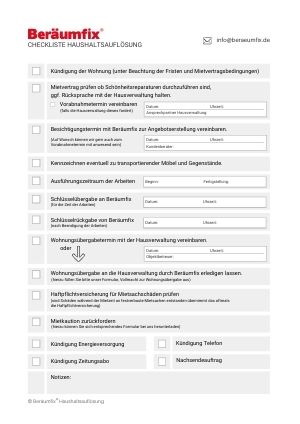 Checkliste Haushaltsauflösung