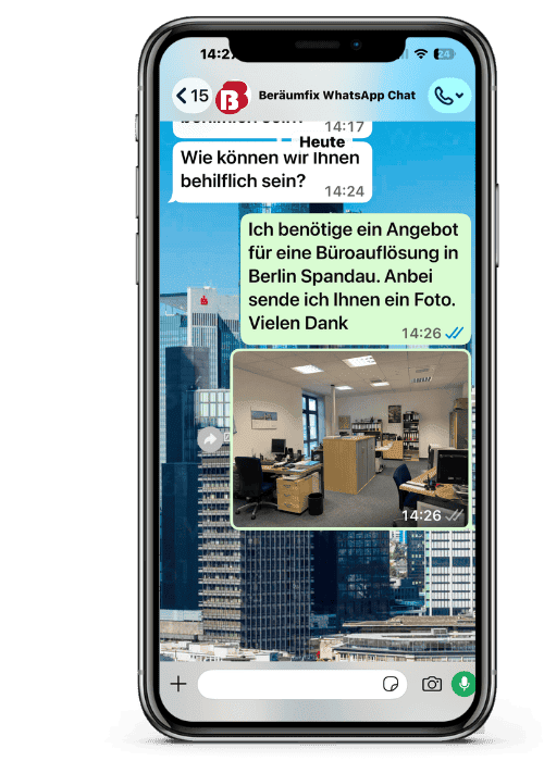 WhatsApp Chat für Büroauflösung und Büromöbel entsorgen