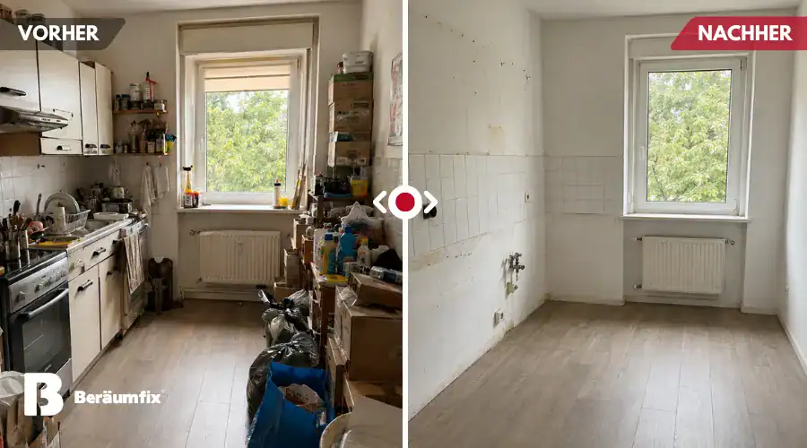 Vorher / Nachher einer Entrümpelung einer Küche in Stuttgart West